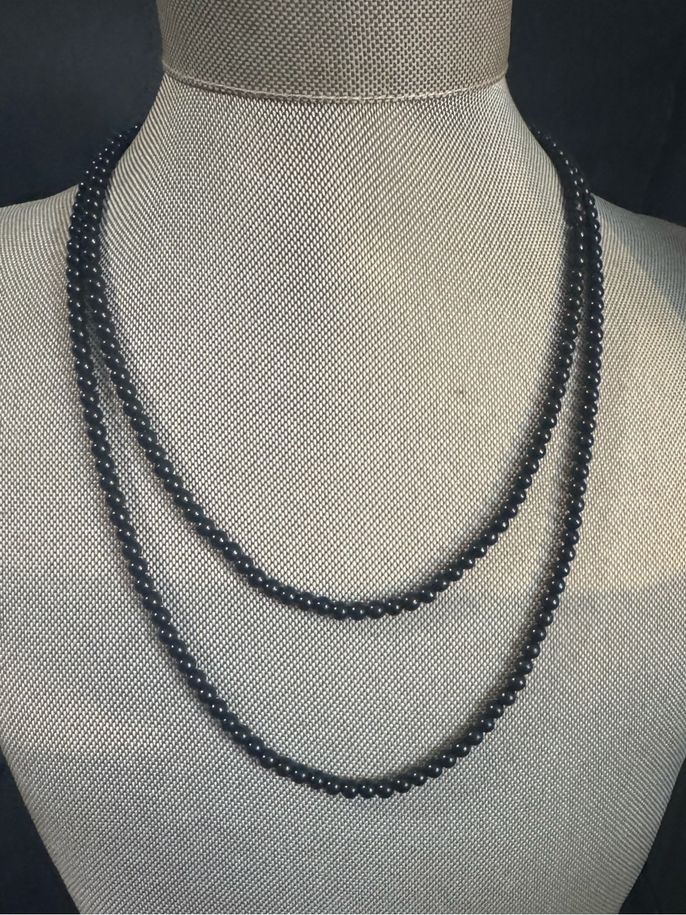 Double Strand Black Beaded Necklace